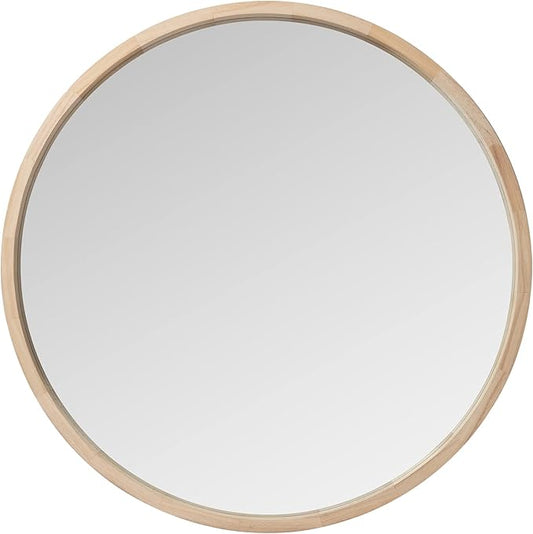 LYYYXGYP Round Wood Mirror 24 Inch Farmhouse Wall Mirror Wooden Framed Circle Mirror for Bathroom Vanity Living Room Bedroom