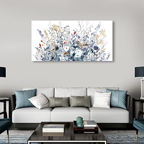 Yearainn Watercolor Botanical Floral Canvas Art, 48"L x 24"W, for Living Room, Bedroom, Office, Wall Decor