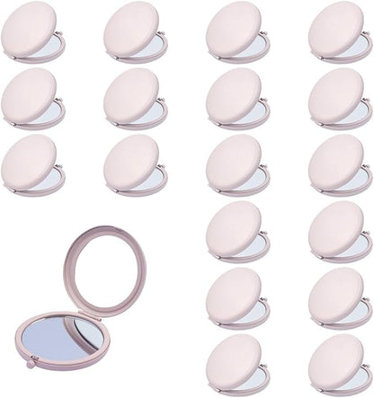 Compact Mirror for Purse, Metal Round Shell, Double-Sided 1X/12X Magnifying, Portable Travel Small Makeup Mirror, Mini Pocket Mirror, Light Salmon,18 Packs
