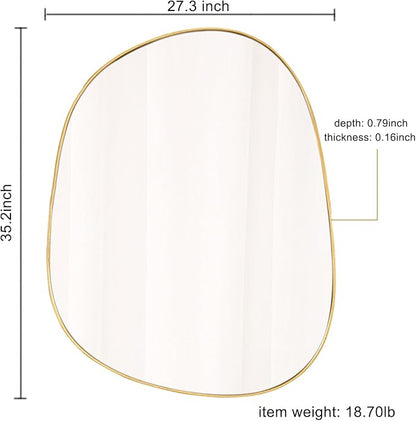 ELEHUME Asymmetrical Mirror for Wall Decor 27"*35", Modern Gold Framed Wall Mirror for Living Room Bathroom Bedroom Entryway ELE-STOU-0063Gold