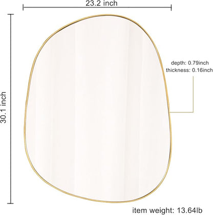 ELEHUME Asymmetrical Mirror for Wall Decor 23"*30", Modern Gold Framed Wall Mirror for Living Room Bathroom Bedroom Entryway ELE-STOU-0064Gold