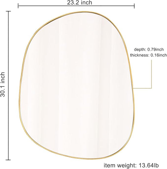 ELEHUME Asymmetrical Mirror for Wall Decor 23"*30", Modern Gold Framed Wall Mirror for Living Room Bathroom Bedroom Entryway ELE-STOU-0064Gold