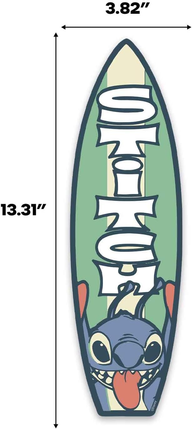 Open Road Brands Disney Lilo and Stitch Surfboard Wood Wall Art - Small Stitch Sign for Tropical Decor