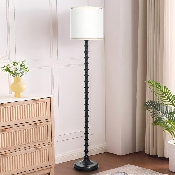 EUO 64.5" Floor Lamps for Living Room, Rustic Style Tall Floor Lamp Vintage Farmhouse Dark Brown Standing Lamp with Rotary Switch, Floor Lamps for Living Room Bedroom Office Corner Decor