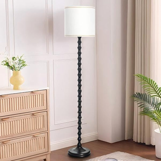 EUO 64.5" Floor Lamps for Living Room, Rustic Style Tall Floor Lamp Vintage Farmhouse Dark Brown Standing Lamp with Rotary Switch, Floor Lamps for Living Room Bedroom Office Corner Decor