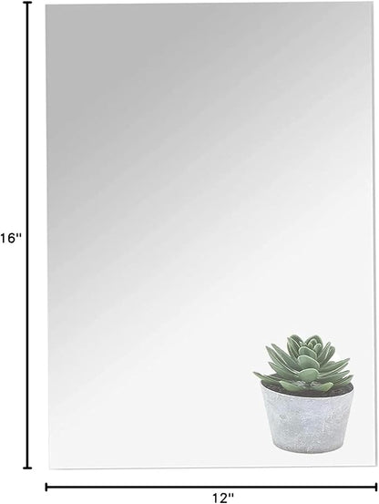 16"x12" Acrylic Mirror Sheet, Flexible Non Glass Body Mirror Tiles Large Self Adhesive Mirror Stickers for Bathroom Bedroom Home Wall Decor (1pc)