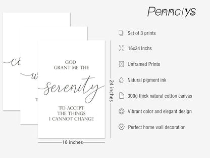 Serenity Prayer Wall Art Decor 3 Pieces Bible Verse Wall Art God Grant Me the Serenity Wall Decor Scripture Art Prints Christian Quotes Canvas Picture for Living Room Bedroom 16x24 Inch Unframed