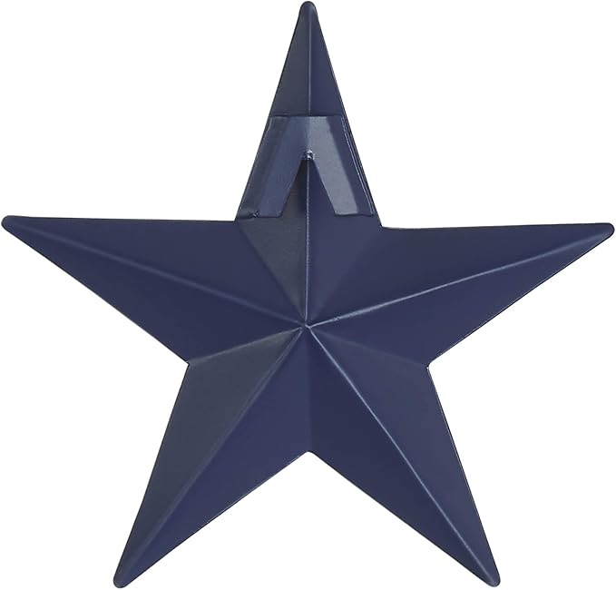 VHC Brands Patriotic Faceted Metal Star Navy Wall Hanging 4x4, Independence Day Decor, American Star Design, Distressed Appearance Metal Wall Hanging