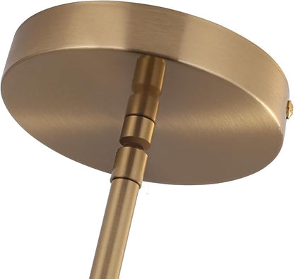 Brass Pendant Light for Kitchen Island 1 Pack, Modern Gold Hanging Light with Adjustable Rod, Farmhouse Brass Pendant Lighting for Dining Room Sink, Brass Rod Ceiling Hanging Light Fixture
