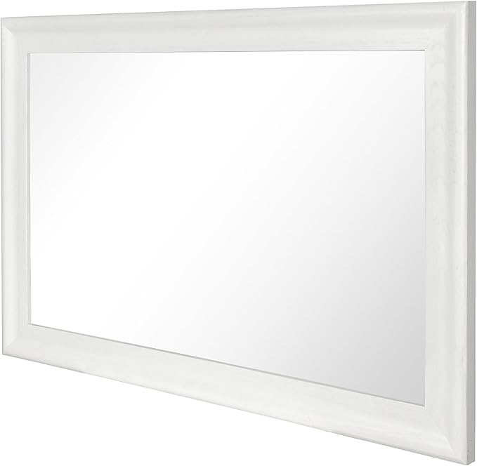 White Bathroom Mirror 24x36 Inch, Wood Framed Rectangle Mirrors for Wall with Tempered Glassr for Bedroom Living Room or Entryway, Vertical or Horizontal Hanging