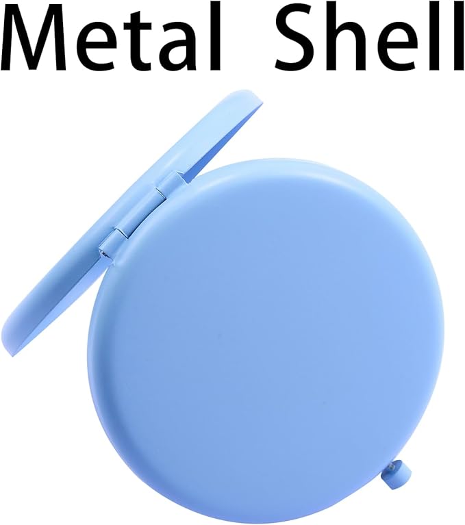 Compact Mirror for Purse, Metal Round Shell, Double-Sided 1X/12X Magnifying, Portable Travel Small Makeup Mirror, Mini Pocket Mirror, Baby Blue, 18 Packs