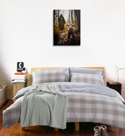 Religious wall decor for prayer room Christian wall art for Christmas decorations indoor Jesus and Lamb canvas wall prints Jesus Running After Lost Lamb Picture for home decor Baptism gifts for boys-girl serenity prayer wall art for catholic Women chri...