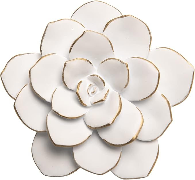 Guichifun Flower Wall Decor 3D Resin Succulent plants - Wall Hanging Decor Art Decor for Home Bedroom Living Room White Christmas Gift 3.25 X 4 X 1.25 Inch