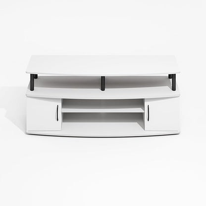 Furinno Jaya TV Stand, Entertainment Center, TV Console, for TV up to 55 Inch, with 2 Doors and Cable Management Holes, for Living Room, Bedroom, Plain White