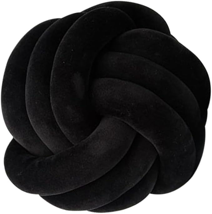 2 Pcs Knot Pillows, Black Knotted Ball Pillow Plush Throw Pillows for Bed Sofa Couch, 11" Decorative Round Pillow Cushions