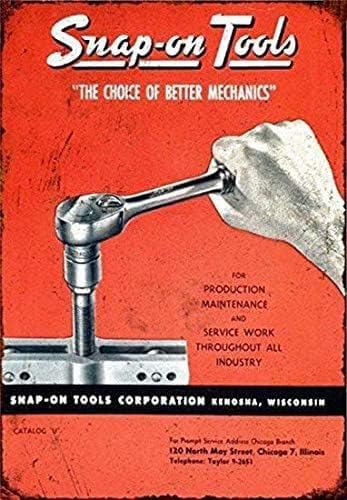 Eletina Retro Metal tin Sign Snap On Tool Catalog Repair Mechanic Sign Funny Home Cave Garage bar Wall Decoration Vintage Metal Sign 8 x 12 inch