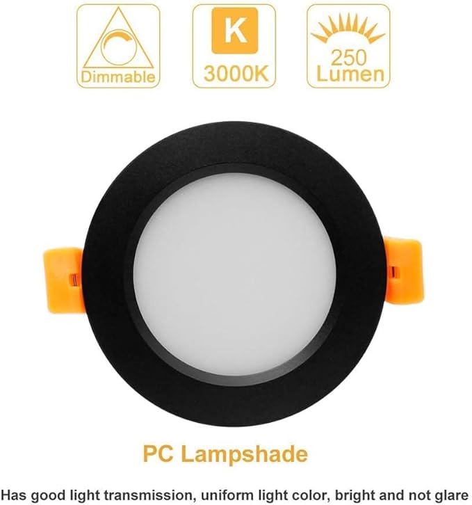 2 Inch LED Recessed Lighting, Dimmable Downlight 3W(35W Halogen Equivalent), CRI80, 3000K Warm White Ceiling Light with LED Driver(24 Pack)