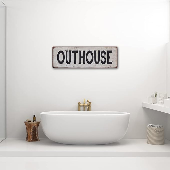 OUTHOUSE Vintage Look Rustic Metal Sign Plaque Retro Signs Wall Decor 6 x 18 Matte Finish Metal 106180035037