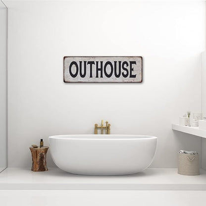 OUTHOUSE Vintage Look Rustic Metal Sign Plaque Retro Signs Wall Decor 6 x 18 Matte Finish Metal 106180035037