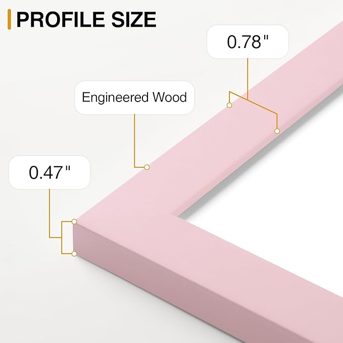 Vittanly 4x6 Picture Frames Set of 9, Display 3.5x5 Pictures with Mat or 4x6 without Mat, Photo Frames for Wall or Tabletop with Plexiglass, Engineered Wood, Pink