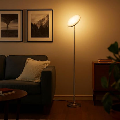 hanaking Floor Lamp, 30W/2600LM Bright Floor Lamp with Remote Control, Stepless Adjust Color Temperatures & Brightness, Torchiere Standing Lamp for Living Room Bedroom Office (Brushed Nickel)