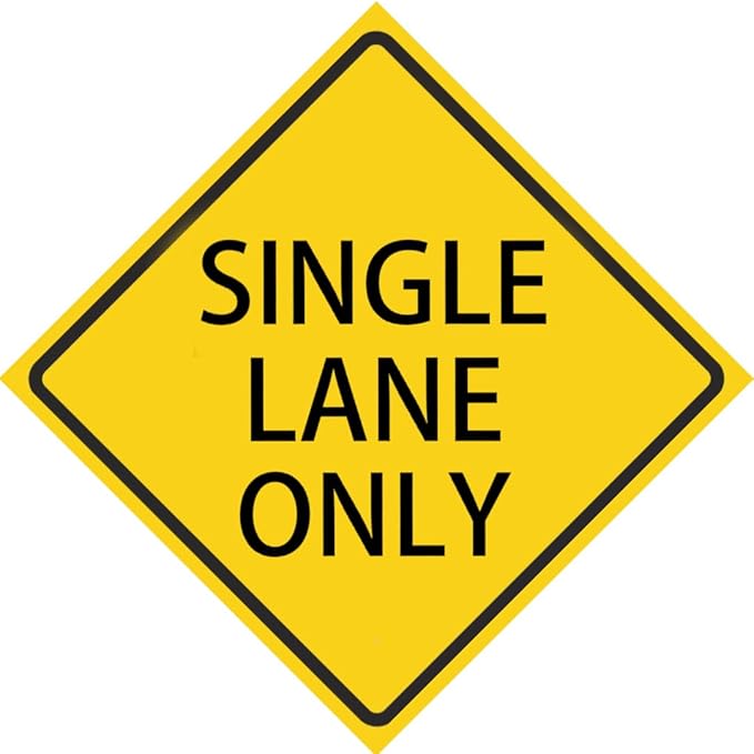 Metal Single Lane Only Street Road Warning Sign- 12x12 Inches, Rust Free,Fade Resistant,Decorative Sign Tin Plaque Wall Metal Tin Decor,Outdoor Art for Country Decoration - with Pre-Drilled Holes