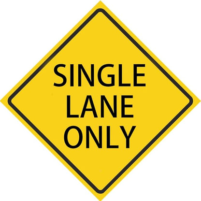 Metal Single Lane Only Street Road Warning Sign- 12x12 Inches, Rust Free,Fade Resistant,Decorative Sign Tin Plaque Wall Metal Tin Decor,Outdoor Art for Country Decoration - with Pre-Drilled Holes