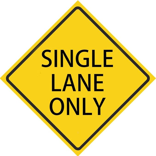 Metal Single Lane Only Street Road Warning Sign- 12x12 Inches, Rust Free,Fade Resistant,Decorative Sign Tin Plaque Wall Metal Tin Decor,Outdoor Art for Country Decoration - with Pre-Drilled Holes