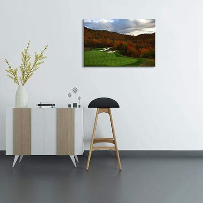 chenchenArt Sequoyah North Carolina Mountains Golf Course Wall Art for Living Room Bedroom Bathroom Home Decorations Golf Art Canvas Prints Framed Ready to Hang(18''H x 24''W)
