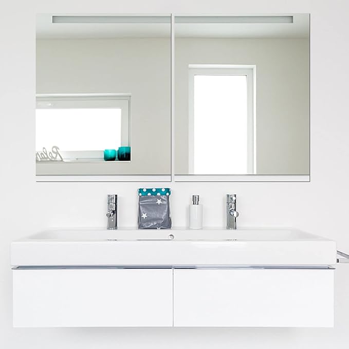 Acrylic Mirror Sheet for Wall, 15.7" x 19.6" Large Rectangular Mirror Tiles Frameless Wall Mounted Mirror Self-Adhesive Mirror Stickers for Vanity Bedroom Home Decor