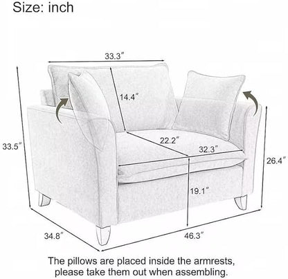 Merax 46.3" Chenille Accent Chair, Oversized Reading Armchair w/2 Pillows, Modern Corner Single Cloud Sofa Arm Chairs, Comfortable Living Room Deep Cushion Seating for Office & Apartment, White