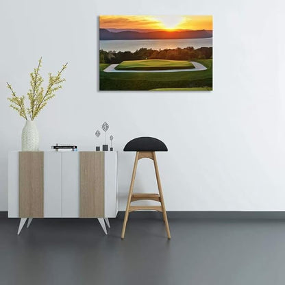chenchenArt Sleepy Hollow 16 Hole Golf Course Wall Art for Living Room Bedroom Bathroom Home Decorations Sleepy Hollow Golf Course Picture Poster Canvas Prints Framed Ready to Hang(18''H x 24''W)