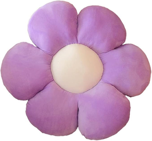 lannery Flower Plush Throw Pillows, Flower Floor Pillow Seating Cushion Toy for Reading, Room, Watching TV (11.8", Purple)