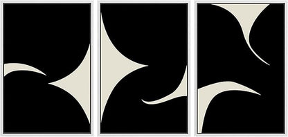 SIGNLEADER Framed Canvas Print Wall Art Set Duotone Minimal Ink Blot Geometric Landscape Abstract Shapes Illustrations Modern Art Boho Decorative for Living Room, Bedroom, Office - 24"x36"x3 WHITE