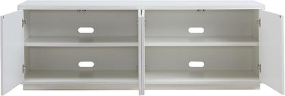 Henn&Hart Fluted TV Stand for TVs up to 75" with 2 Concealed Ribbed Storage Cabinets and Adjustable Shelves for Living Room, Family Room, or Office, Cloud White