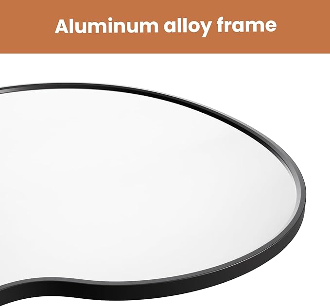 WTTY 71x28 Wavy Full Length Mirror with Stand for Bedroom, Living Room, Cloakroom, Shatterproof, Aluminum Frame