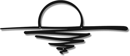 Hushee Small Sunrise Metal Wall Art Mid Century Boho Decor Sunshine Minimalist Modern Sunset Interior Art Sun Wall Decor for Living Room Kitchen Bedroom, 16.93 x 7.09''(Black)