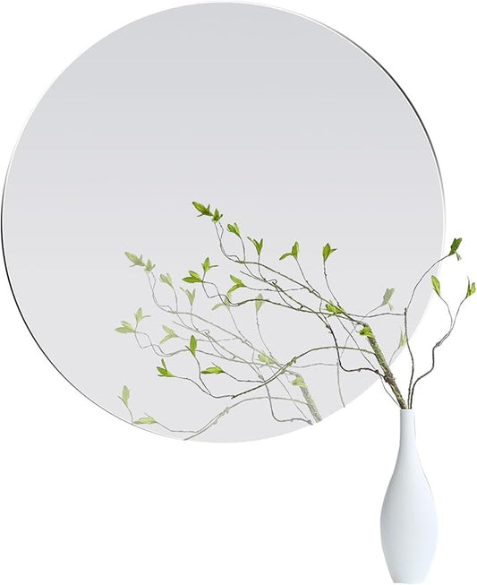 12'' Round Glass Mirror HD Large Makeup Circle Mirror for Wall Decor, Bathroom, Bedroom, Vanity, Living Room etc,