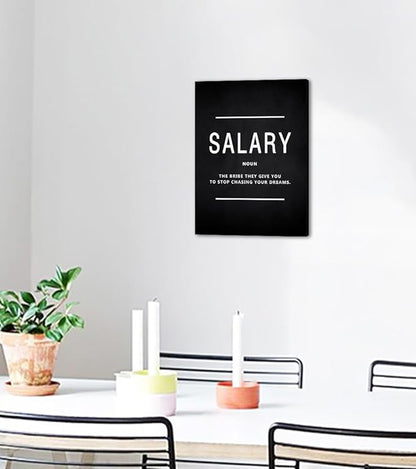 Motivational Canvas Wall Art - Inspirational Leadership & Salary Quotes, Framed Office Decor for Bosses and Entrepreneurs, Ready to Hang (12x16 Inches)