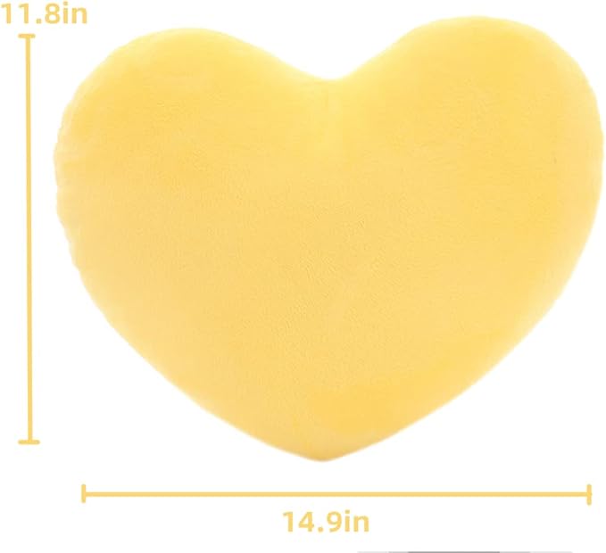 S_SSOY Plush Pillow Heart Shape Cushion Fluffy Throw Pillows Decorative Back Cushions for Friends Valentine's Day (Light Yellow)