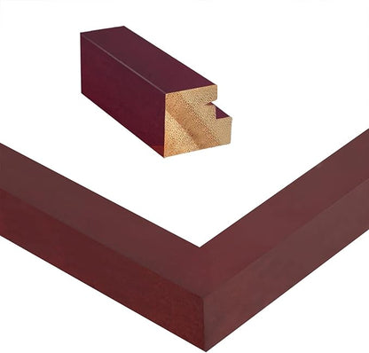 Egofine 4x6 Frames Set of 4, Made of Solid Wood Covered by Plexiglass 3x4.5 and 3.5x5 with Mat or 4x6 without Mat, for Table Top Display and Wall Mounting Photo Frame, Cherry Red