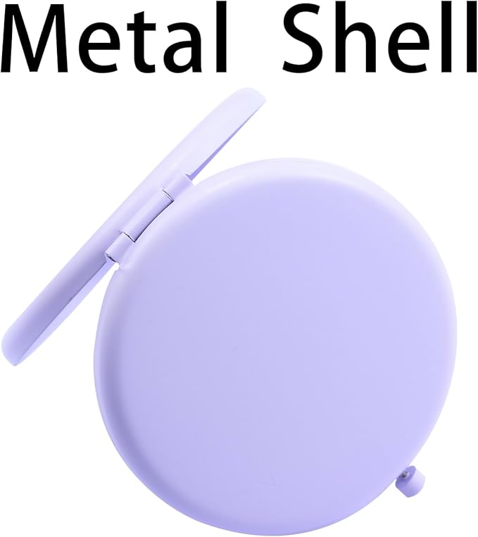 Compact Mirror for Purse, Metal Round Shell, Double-Sided 1X/2X Magnifying, Portable Travel Small Makeup Mirror, Mini Pocket Mirror, Periwinkle, 4 Packs