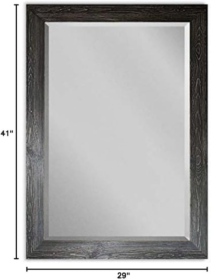 Renditions Gallery Rectangular Vintage Black Wood Framed Body Mirror Verticle Or Horizontal Farmhouse Wall Mounted Vanity Mirror for Living Room Bedroom Home Decor - 41"x29" LT07