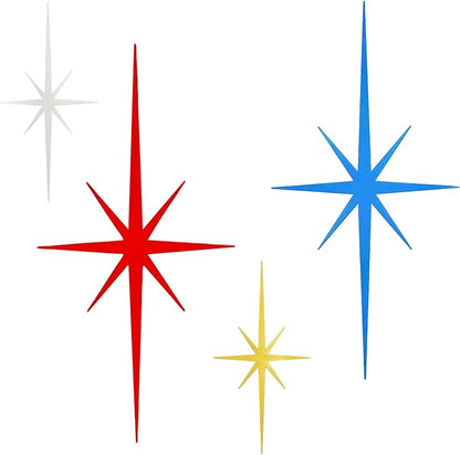 sxnzequnze 4 Pcs. Star Wall Art for Home Decor Living Room Bedroom Office Metal 3D,Bling,with Hanging Hook Starburst Midcentury Sculpture Retro Gallery Accent Celestial -Gold 16.5In/9.4In