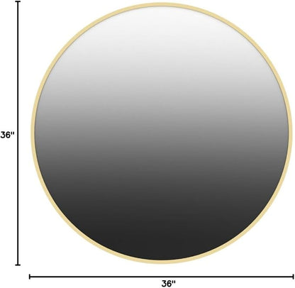 Itrue Round Gold Mirror 36 Inch for Bathroom Circle Mirrors for Wall Decorative Brushed Metal Frame Mirror with Wall Mounted for Living Room Bedroom