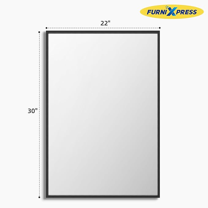 2-Pack Rectangle Bathroom Mirrors for Over Sink, 22"x30" Matte Black Frame Vanity Mirrors, Wall Mounted for Bathroom, Entryway or Living Room Decor