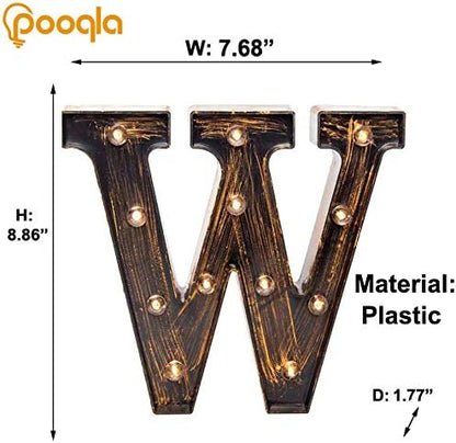 Pooqla Vintage Light Up Marquee Letters with Lights – Illuminated Industrial Style Lighted Alphabet Letter Signs - Coffee Bar Apartment Bedroom Wall Home Initials Decor A-Z
