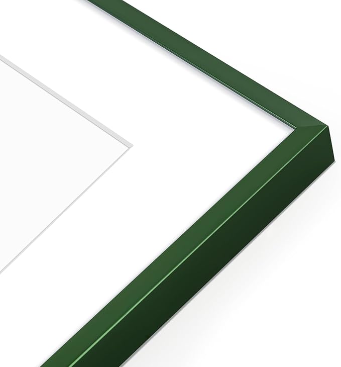 Golden State Art 8x10 Picture Frame 6 Pack - Dark Green Aluminum Photo Frames With 5x7 Mats and Real Glass Cover - Elegant Minimalist Wall Gallery Frames for Home or Office Decor