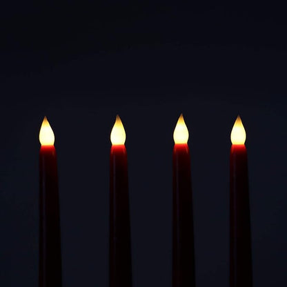 Rhytsing Red 10.8" Flameless Taper Candles with Timer, Battery Operated Candles with Remote, Smooth Wax Finish, Warm White LED, 8 Batteries Included - Set of 4