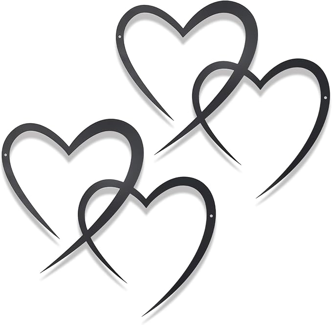 OYEFLY Infinity Heart Metal Wall Decor,Infinity Heart Wall Decor for Room Living,Wedding Decor (Black, style3 11.4 x 10.7in)
